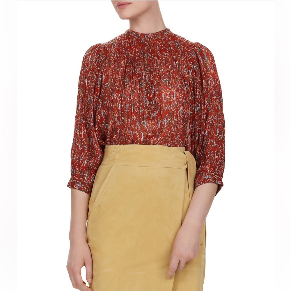 ba&sh Women's Burgundy Paisley Blouse Sz XS